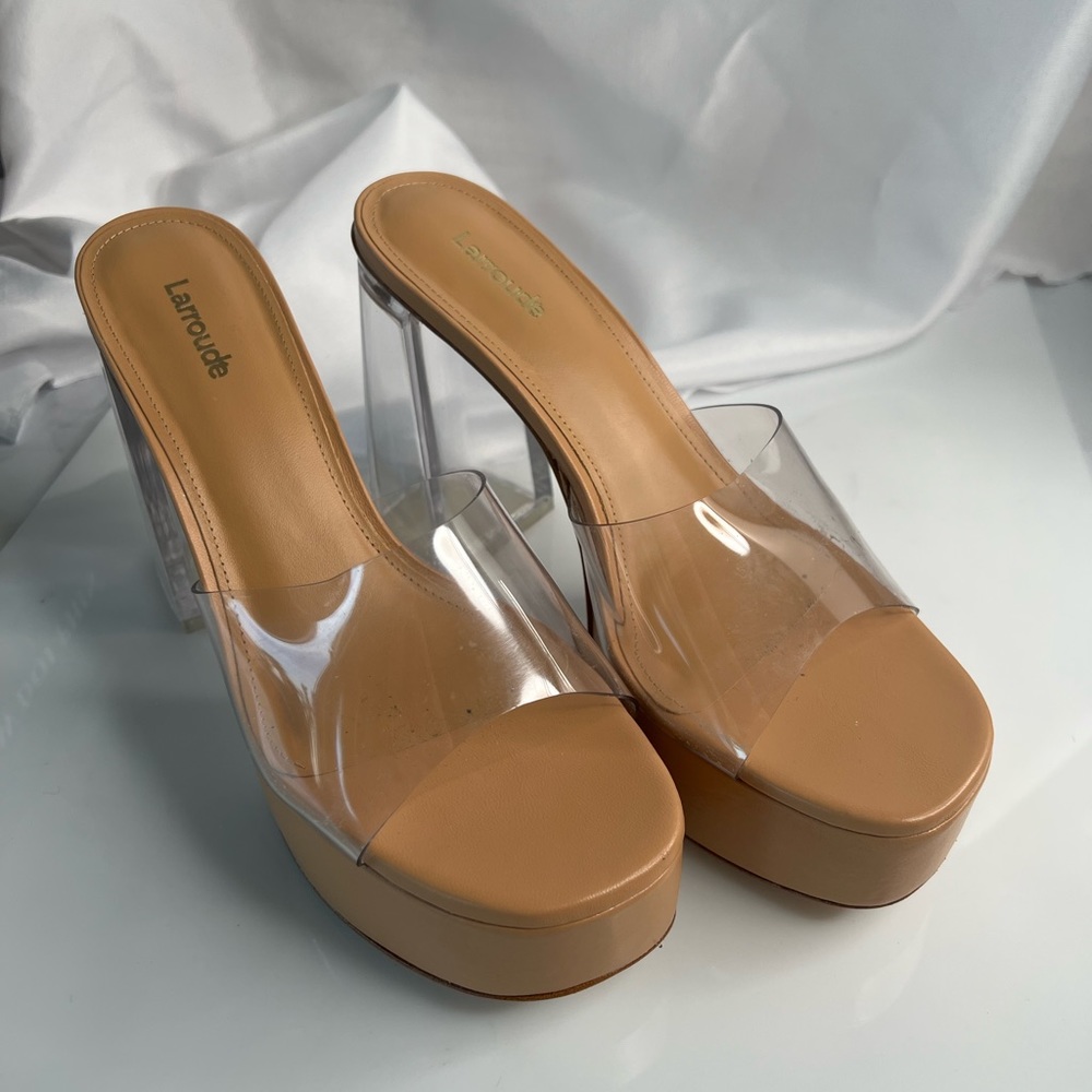 Larroude plexi platform mules sandals